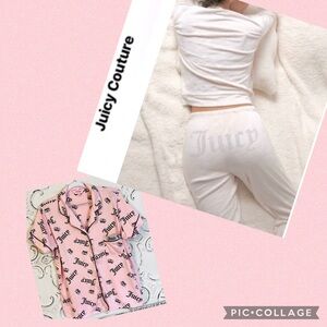 NEW JUICY COUTURE 2 PC VELVET FLEECE CREW LOUNGEWEAR SLEEPWEAR FREE TOP INCLUDED